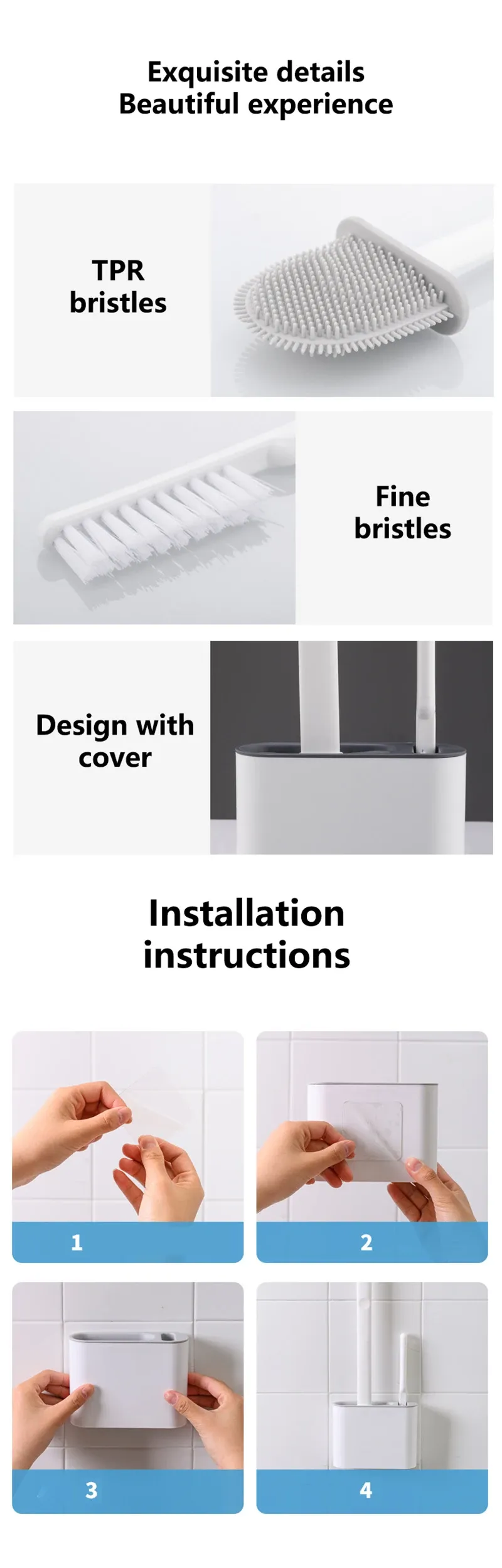 Wall Hanging Toilet Brush with Holder Long Handled Silicone Toilet Brush Soft Bristles WC Cleaning Brush Bathroom Accessories Wall Hanging Toilet Brush with Holder Long Handled Silicone Toilet Brush Soft Bristles WC Cleaning Brush Bathroom Accessories