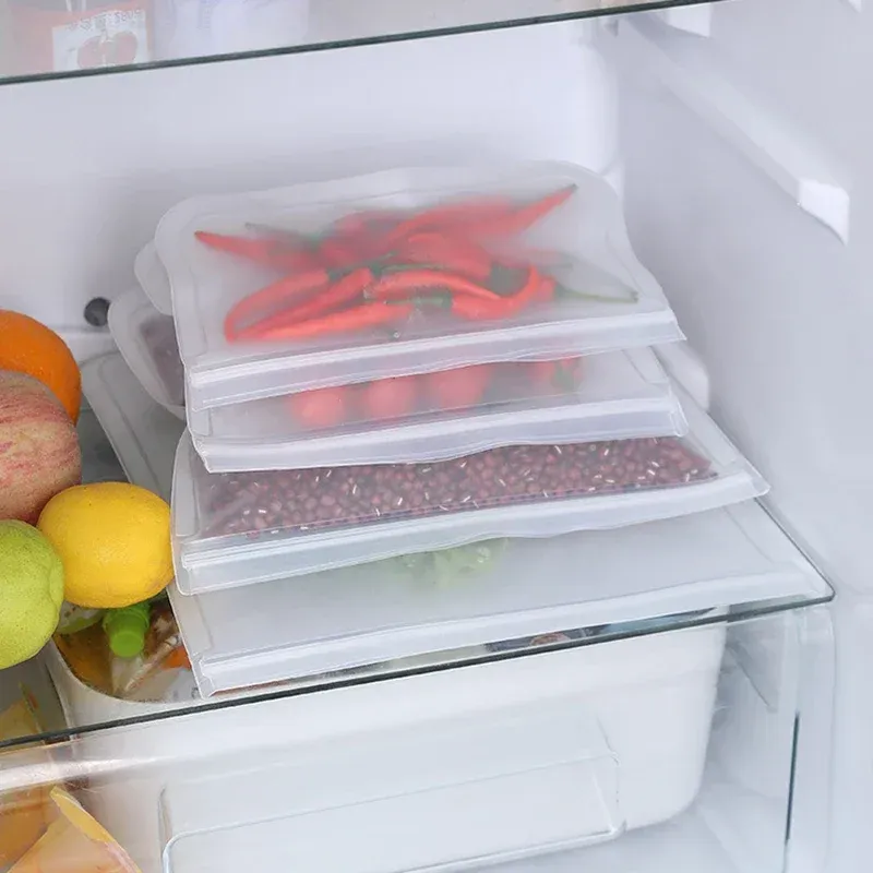 Reusable Food Freezer Bags Leakproof Silicone Ziplock Bags BPA Free Meat Fruit Veggies Storage Bag Dishwasher Safe Reusable Food Freezer Bags Leakproof Silicone Ziplock Bags BPA Free Meat Fruit Veggies Storage Bag Dishwasher Safe