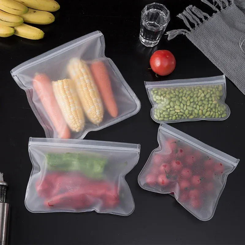 Reusable Food Freezer Bags Leakproof Silicone Ziplock Bags BPA Free Meat Fruit Veggies Storage Bag Dishwasher Safe Reusable Food Freezer Bags Leakproof Silicone Ziplock Bags BPA Free Meat Fruit Veggies Storage Bag Dishwasher Safe