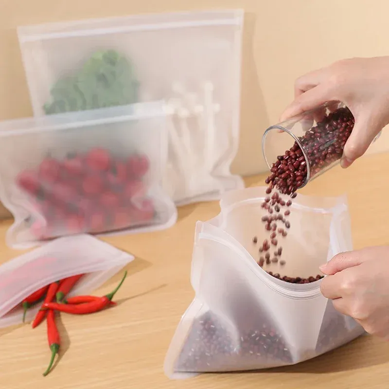 Reusable Food Freezer Bags Leakproof Silicone Ziplock Bags BPA Free Meat Fruit Veggies Storage Bag Dishwasher Safe Reusable Food Freezer Bags Leakproof Silicone Ziplock Bags BPA Free Meat Fruit Veggies Storage Bag Dishwasher Safe