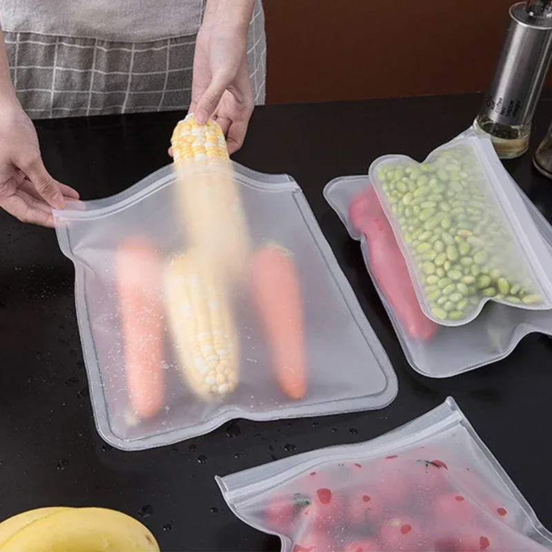Reusable Food Freezer Bags Leakproof Silicone Ziplock Bags BPA Free Meat Fruit Veggies Storage Bag Dishwasher Safe Reusable Food Freezer Bags Leakproof Silicone Ziplock Bags BPA Free Meat Fruit Veggies Storage Bag Dishwasher Safe