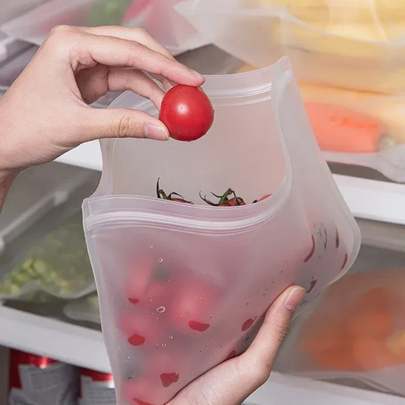 Reusable Food Freezer Bags Leakproof Silicone Ziplock Bags BPA Free Meat Fruit Veggies Storage Bag Dishwasher Safe Reusable Food Freezer Bags Leakproof Silicone Ziplock Bags BPA Free Meat Fruit Veggies Storage Bag Dishwasher Safe