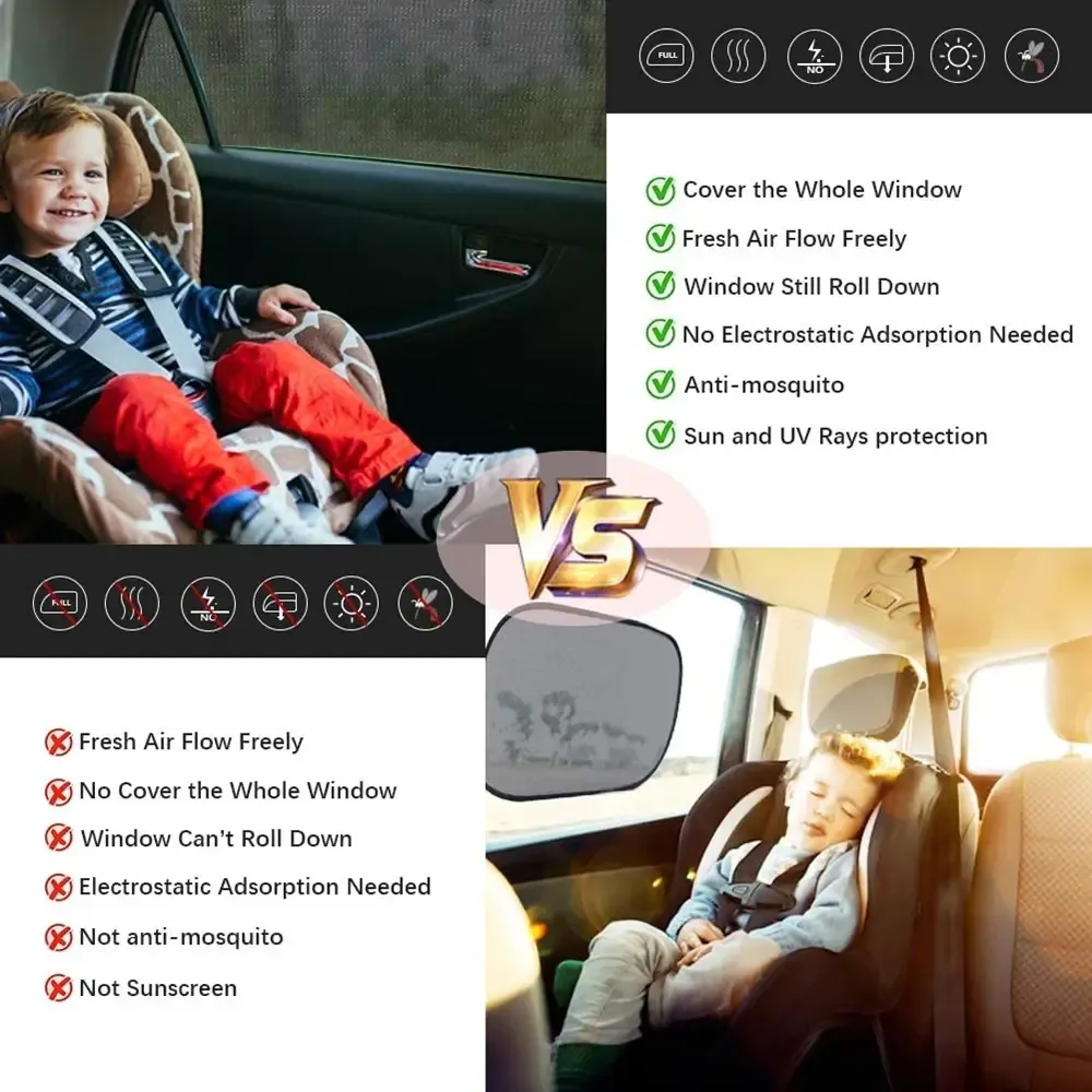 Car Sunshade Curtains Universal Side Window Shades SUV Curtains Protection Repellent Mosquito Mesh Net Sunshade Auto Accessories Car Sunshade Curtains Universal Side Window Shades SUV Curtains Protection Repellent Mosquito Mesh Net Sunshade Auto Accessories