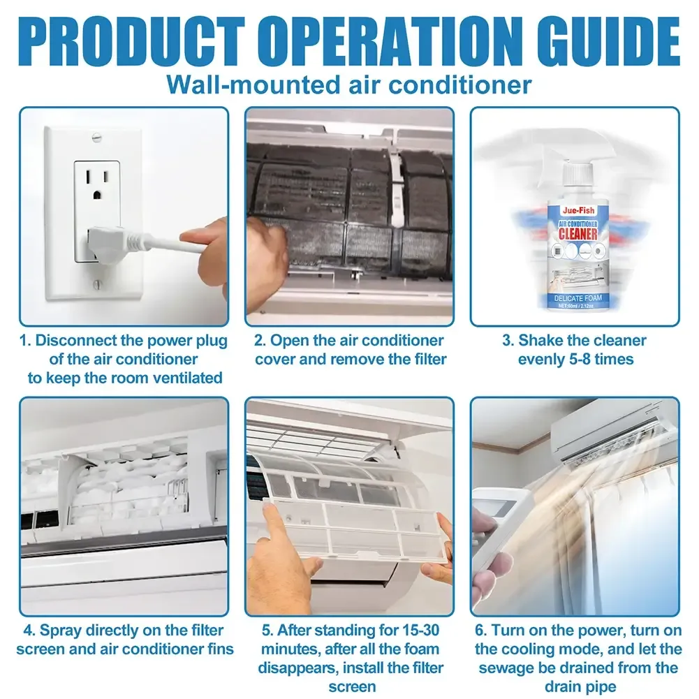 60ml Foaming Sprayer Air Conditioner Cleaner No Disassembly Wash-free Deodorizer Air Conditioner Coil Condenser Cleaning Tools 60ml Foaming Sprayer Air Conditioner Cleaner No Disassembly Wash-free Deodorizer Air Conditioner Coil Condenser Cleaning Tools