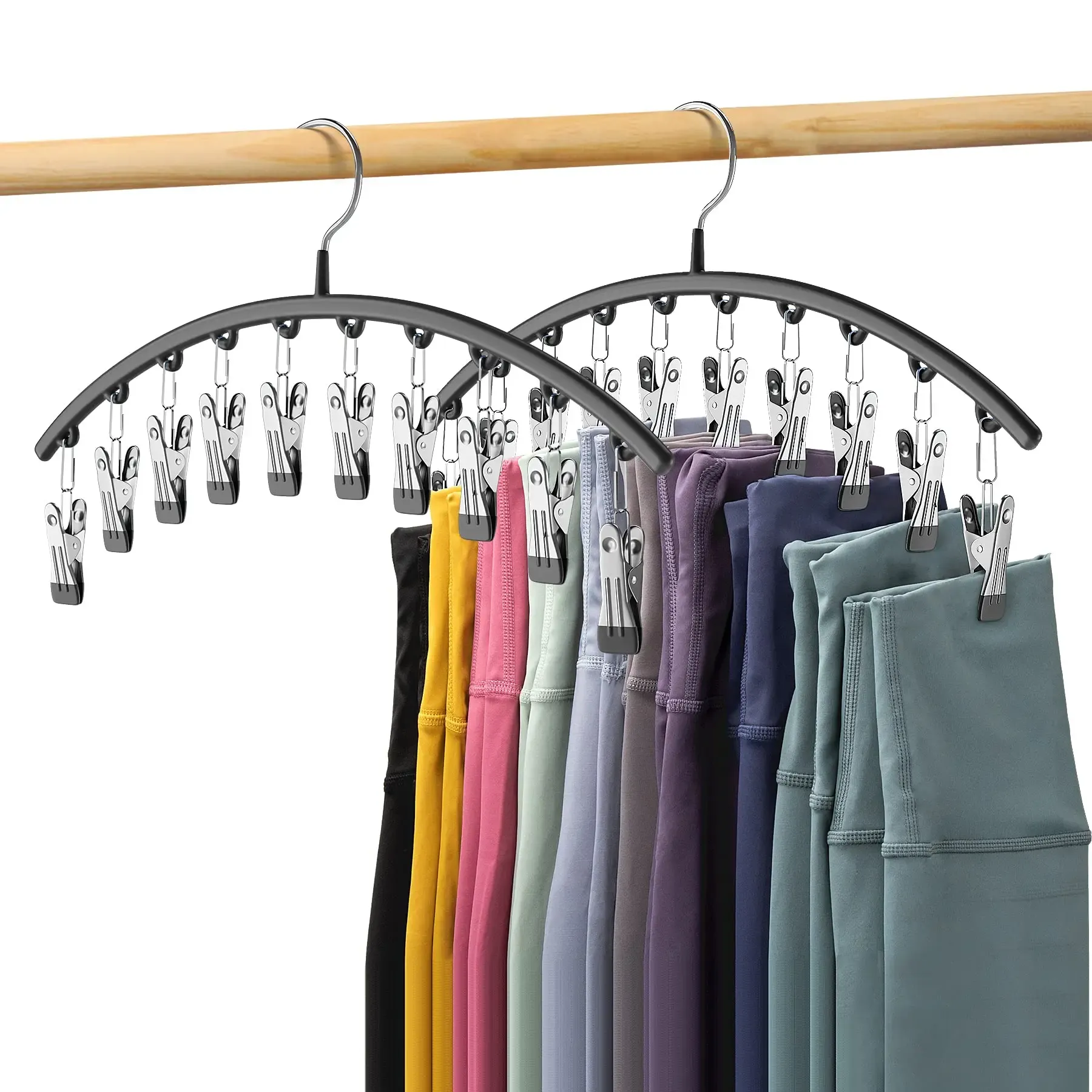 10 Clips Non Slip Pants Hangers with Clips for Women Adjustable Skirt Hangers Jeans Hange Clothes Hangers