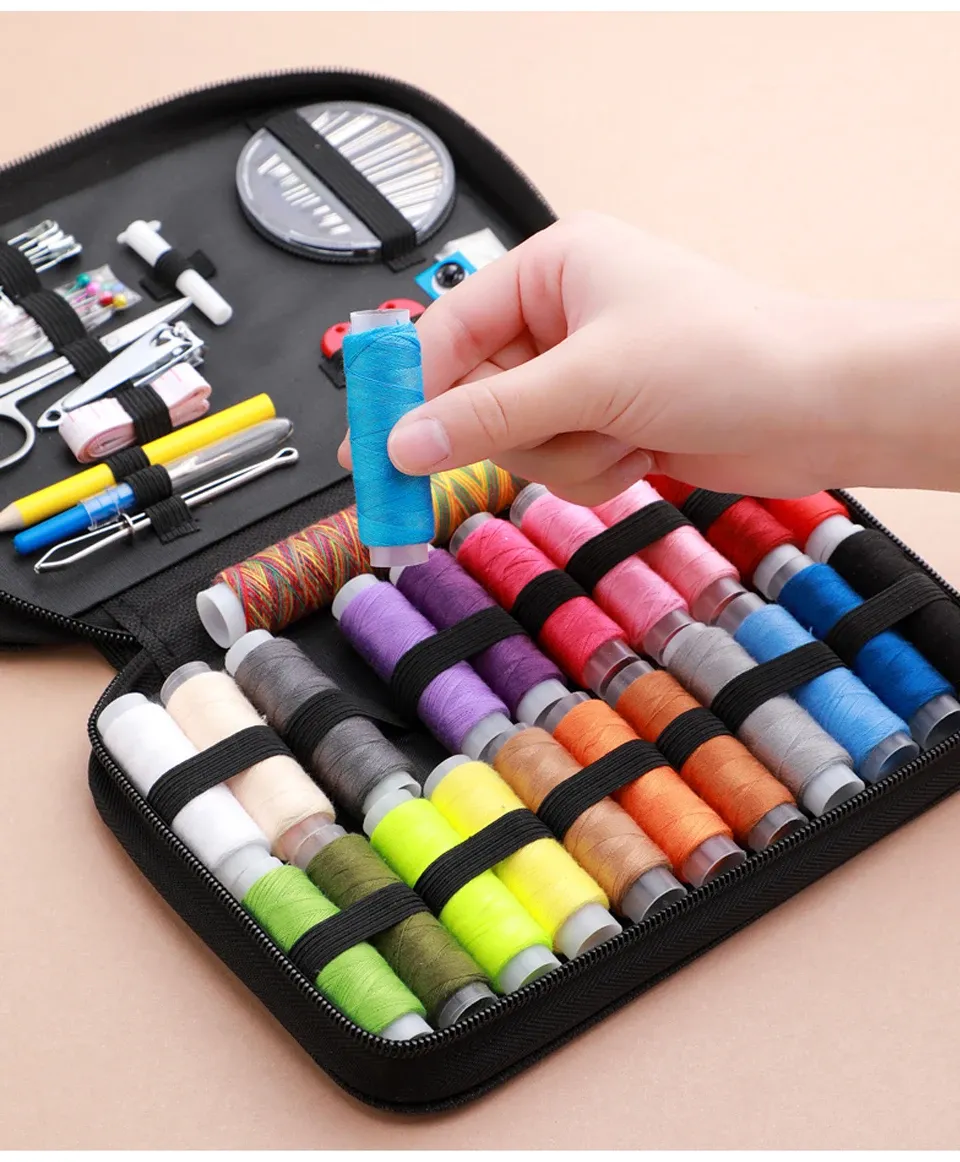 Complete Sewing Kit with Threads Needles Scissors Tape Measure Buttons Portable Travel DIY Embroidery Handwork Sewing Tool Set Complete Sewing Kit with Threads Needles Scissors Tape Measure Buttons Portable Travel DIY Embroidery Handwork Sewing Tool Set