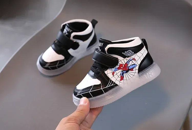 Disney Children's Led Light Shoes Fashion Aoger Spiderman Boys Sneakers Girls Cartoon Casual Shoes Breathable Kids Sport Shoes Disney Children's Led Light Shoes Fashion Aoger Spiderman Boys Sneakers Girls Cartoon Casual Shoes Breathable Kids Sport Shoes