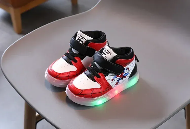 Disney Children's Led Light Shoes Fashion Aoger Spiderman Boys Sneakers Girls Cartoon Casual Shoes Breathable Kids Sport Shoes Disney Children's Led Light Shoes Fashion Aoger Spiderman Boys Sneakers Girls Cartoon Casual Shoes Breathable Kids Sport Shoes