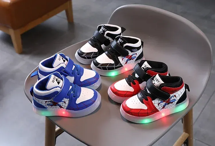 Disney Children's Led Light Shoes Fashion Aoger Spiderman Boys Sneakers Girls Cartoon Casual Shoes Breathable Kids Sport Shoes Disney Children's Led Light Shoes Fashion Aoger Spiderman Boys Sneakers Girls Cartoon Casual Shoes Breathable Kids Sport Shoes