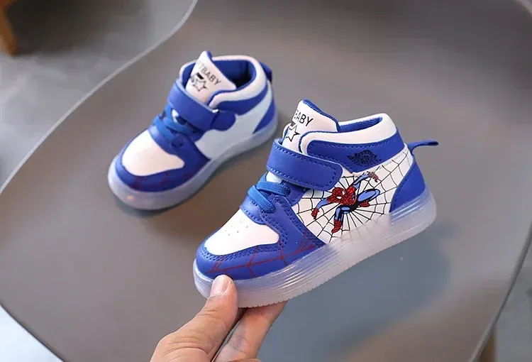 Disney Children's Led Light Shoes Fashion Aoger Spiderman Boys Sneakers Girls Cartoon Casual Shoes Breathable Kids Sport Shoes Disney Children's Led Light Shoes Fashion Aoger Spiderman Boys Sneakers Girls Cartoon Casual Shoes Breathable Kids Sport Shoes