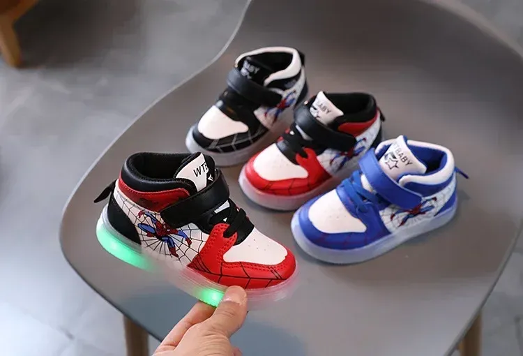 Disney Children's Led Light Shoes Fashion Aoger Spiderman Boys Sneakers Girls Cartoon Casual Shoes Breathable Kids Sport Shoes Disney Children's Led Light Shoes Fashion Aoger Spiderman Boys Sneakers Girls Cartoon Casual Shoes Breathable Kids Sport Shoes