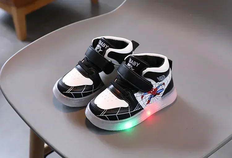 Disney Children's Led Light Shoes Fashion Aoger Spiderman Boys Sneakers Girls Cartoon Casual Shoes Breathable Kids Sport Shoes Disney Children's Led Light Shoes Fashion Aoger Spiderman Boys Sneakers Girls Cartoon Casual Shoes Breathable Kids Sport Shoes