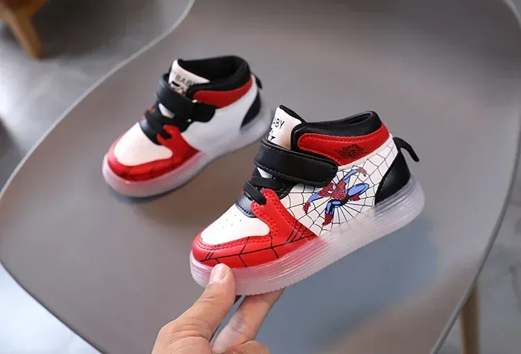 Disney Children's Led Light Shoes Fashion Aoger Spiderman Boys Sneakers Girls Cartoon Casual Shoes Breathable Kids Sport Shoes Disney Children's Led Light Shoes Fashion Aoger Spiderman Boys Sneakers Girls Cartoon Casual Shoes Breathable Kids Sport Shoes