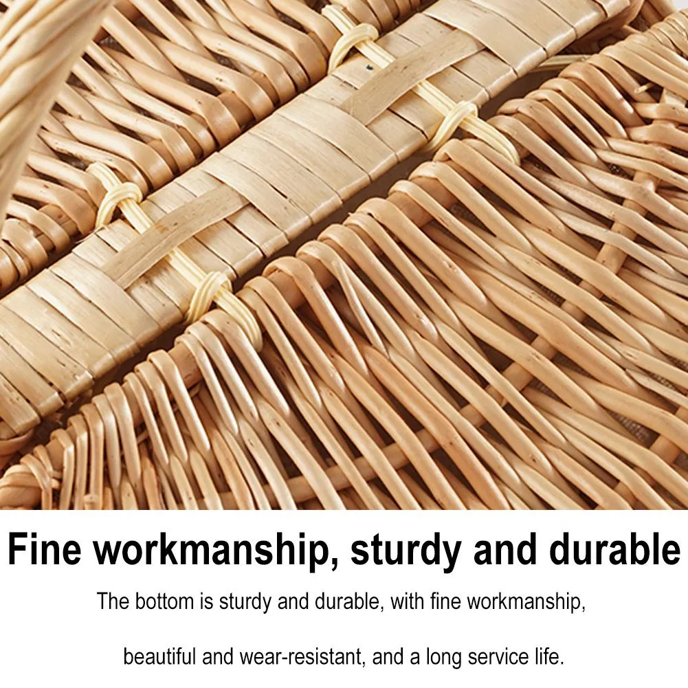 Handmade Wicker Picnic Basket with Lid Handle Picnic Hamper Washable Lining Willow Woven Storage Hamper For outdoor Camping Handmade Wicker Picnic Basket with Lid Handle Picnic Hamper Washable Lining Willow Woven Storage Hamper For outdoor Camping