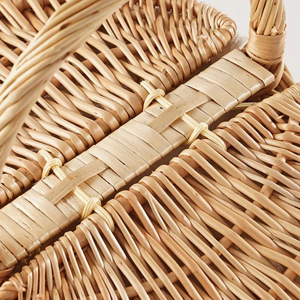 Handmade Wicker Picnic Basket with Lid Handle Picnic Hamper Washable Lining Willow Woven Storage Hamper For outdoor Camping Handmade Wicker Picnic Basket with Lid Handle Picnic Hamper Washable Lining Willow Woven Storage Hamper For outdoor Camping