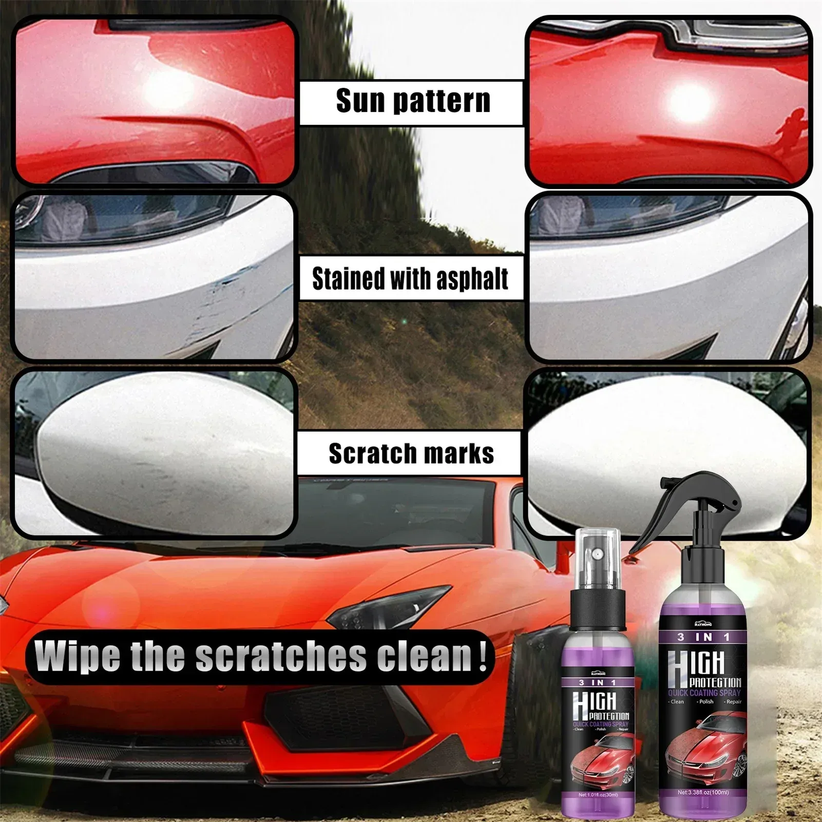 3 In 1 Rapid Ceramic Coating Fortify Car Wax Polish Spray Hydrophobic Intense Gloss Shine For Glass&Wheels&Paint Sealant Detail 3 In 1 Rapid Ceramic Coating Fortify Car Wax Polish Spray Hydrophobic Intense Gloss Shine For Glass&Wheels&Paint Sealant Detail
