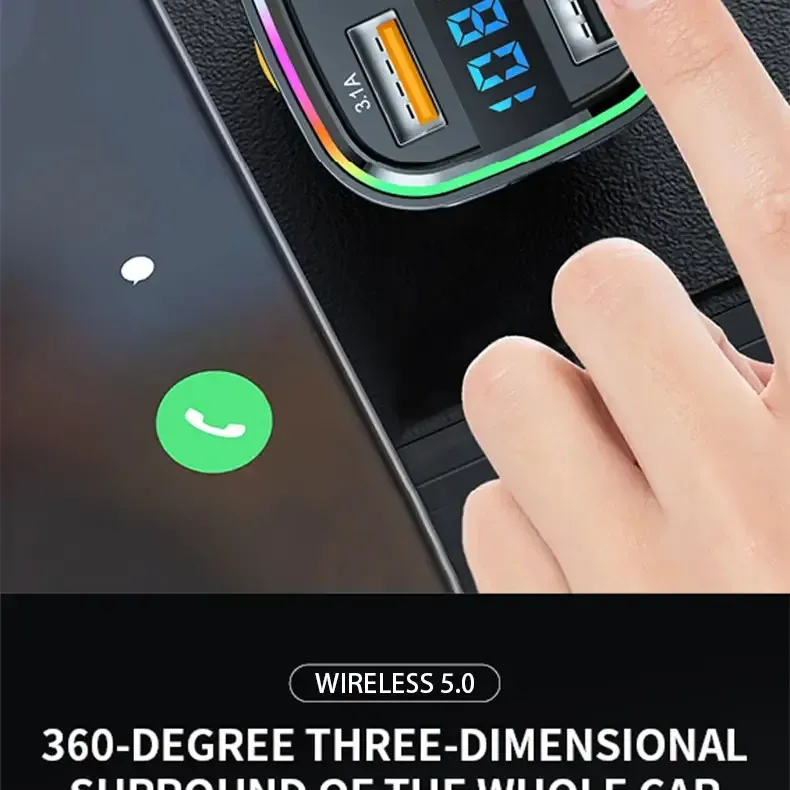 Bluetooth 5.0 FM Transmitter Handsfree Car Radio Modulator MP3 Player With 22.5W USB Super Quick Charge Adapter for Car Bluetooth 5.0 FM Transmitter Handsfree Car Radio Modulator MP3 Player With 22.5W USB Super Quick Charge Adapter for Car