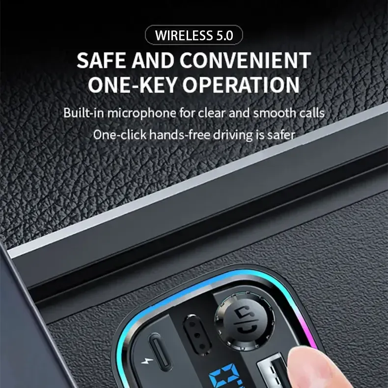 Bluetooth 5.0 FM Transmitter Handsfree Car Radio Modulator MP3 Player With 22.5W USB Super Quick Charge Adapter for Car Bluetooth 5.0 FM Transmitter Handsfree Car Radio Modulator MP3 Player With 22.5W USB Super Quick Charge Adapter for Car