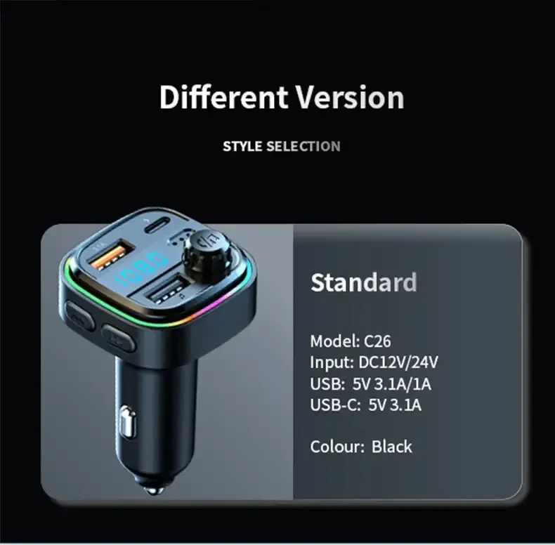Bluetooth 5.0 FM Transmitter Handsfree Car Radio Modulator MP3 Player With 22.5W USB Super Quick Charge Adapter for Car Bluetooth 5.0 FM Transmitter Handsfree Car Radio Modulator MP3 Player With 22.5W USB Super Quick Charge Adapter for Car