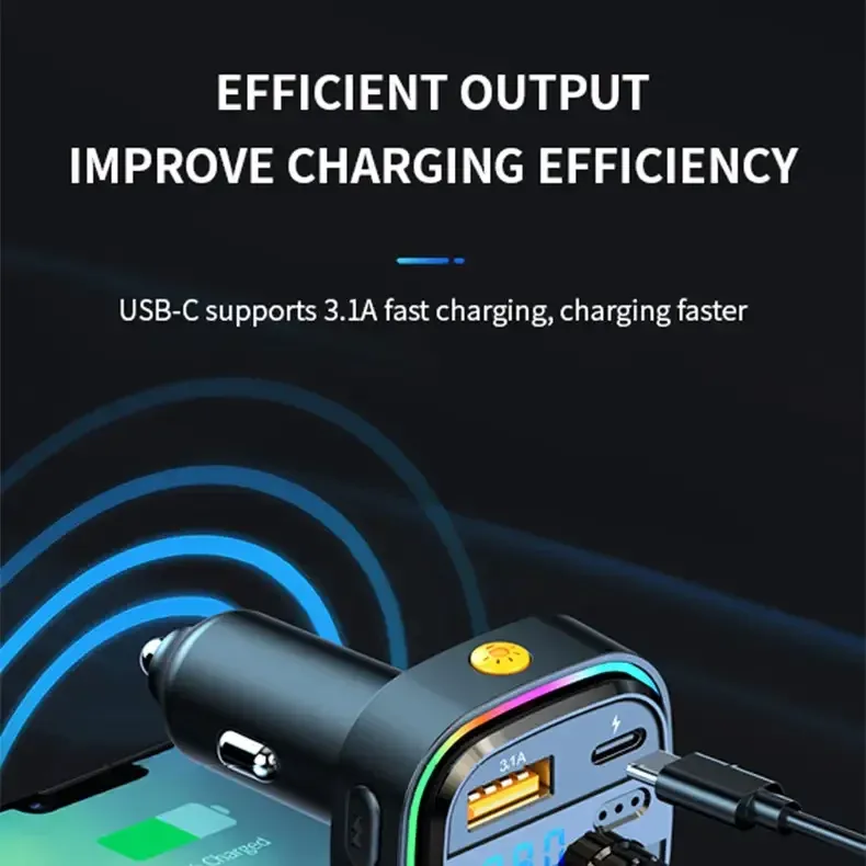 Bluetooth 5.0 FM Transmitter Handsfree Car Radio Modulator MP3 Player With 22.5W USB Super Quick Charge Adapter for Car Bluetooth 5.0 FM Transmitter Handsfree Car Radio Modulator MP3 Player With 22.5W USB Super Quick Charge Adapter for Car