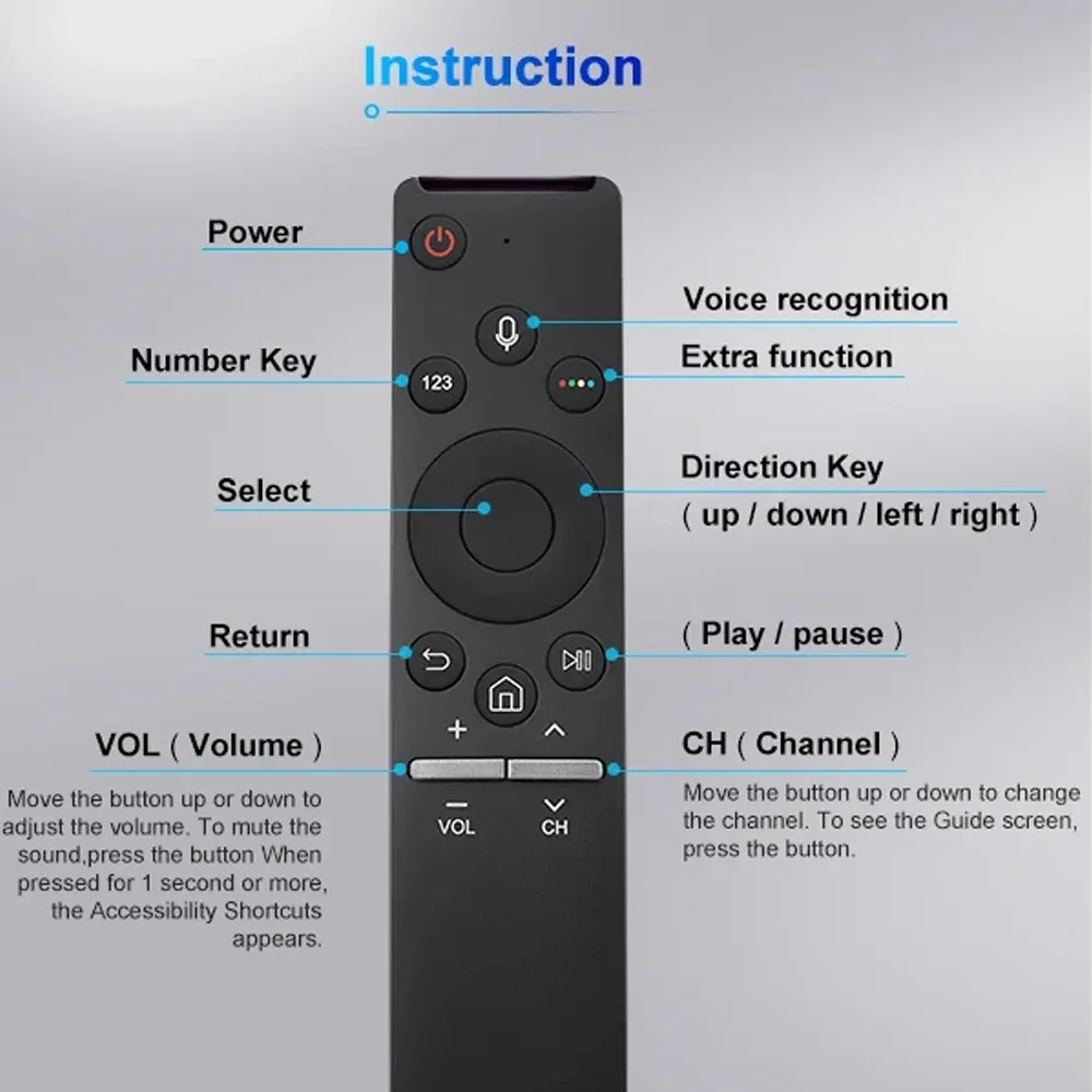 Replacement Remote Control for Samsung Smart TV BN59-01266A Universal Voice Remote Control for All Samsung Voice Function TVs Replacement Remote Control for Samsung Smart TV BN59-01266A Universal Voice Remote Control for All Samsung Voice Function TVs