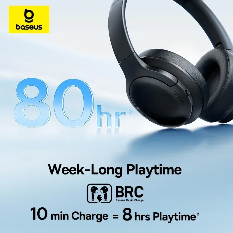 ⁦אוזניות Baseus BH1 Bluetooth 6.0 עם סינון רעשים ו-80 שעות סוללה⁩ – תמונה ⁦2⁩