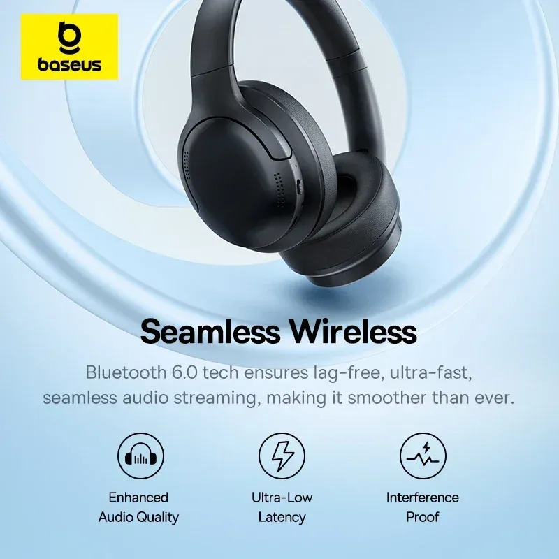 ⁦אוזניות Baseus BH1 Bluetooth 6.0 עם סינון רעשים ו-80 שעות סוללה⁩ – תמונה ⁦4⁩