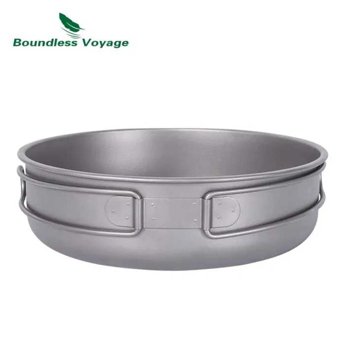 ⁦מחבת קמפינג עם מכסה מטיטניום וידית מתקפלת לטיולים⁩ – תמונה ⁦2⁩