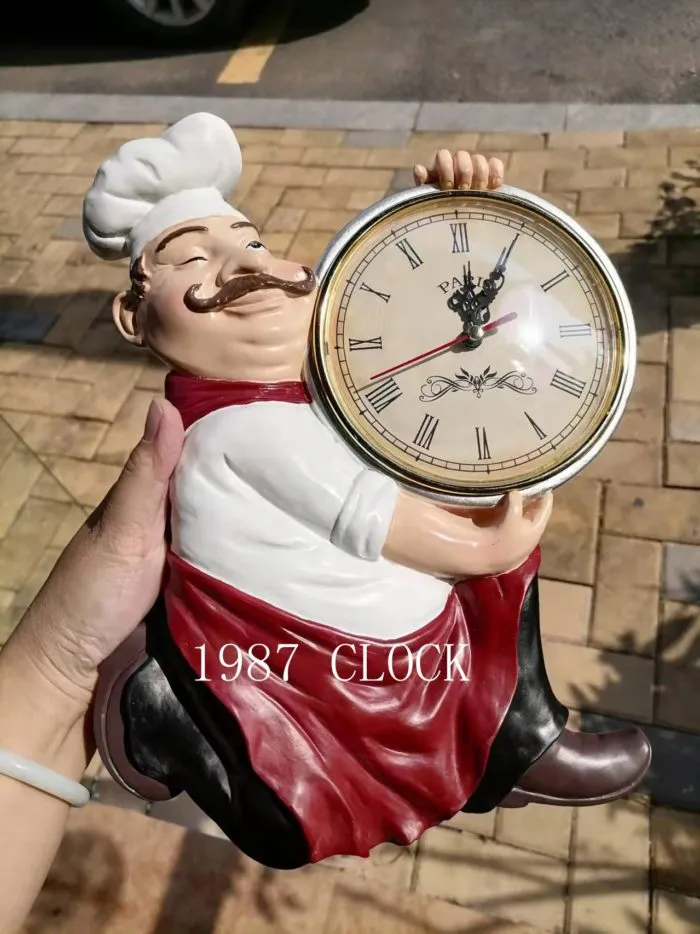 שעון קיר למטבח בעיצוב שף רטרו עם מנגנון קוורץ שקט – תמונה 6