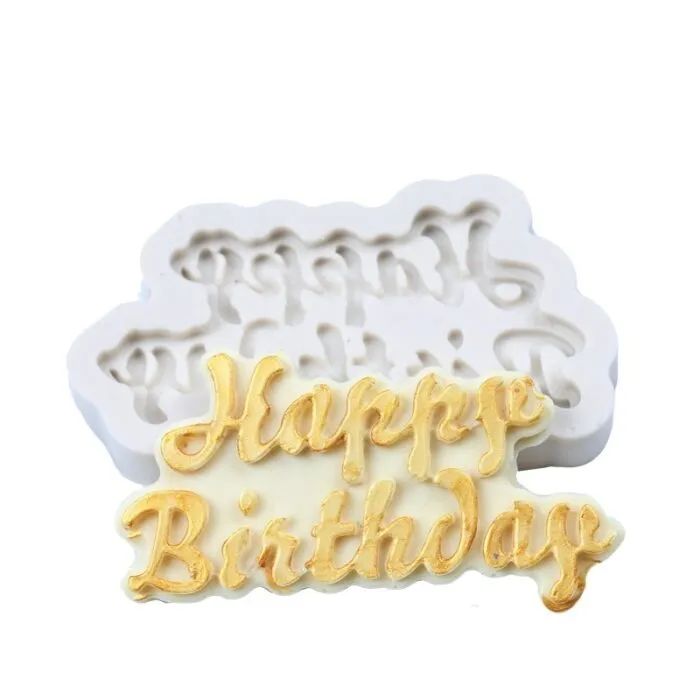⁦תבנית סיליקון Happy Birthday לעוגות, עוגיות ושוקולדים⁩ – תמונה ⁦4⁩