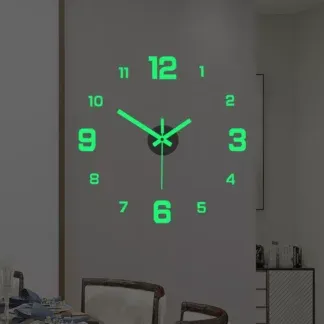 שעון זוהר בחושך לקיר בהתקנה קלה ללא קידוח