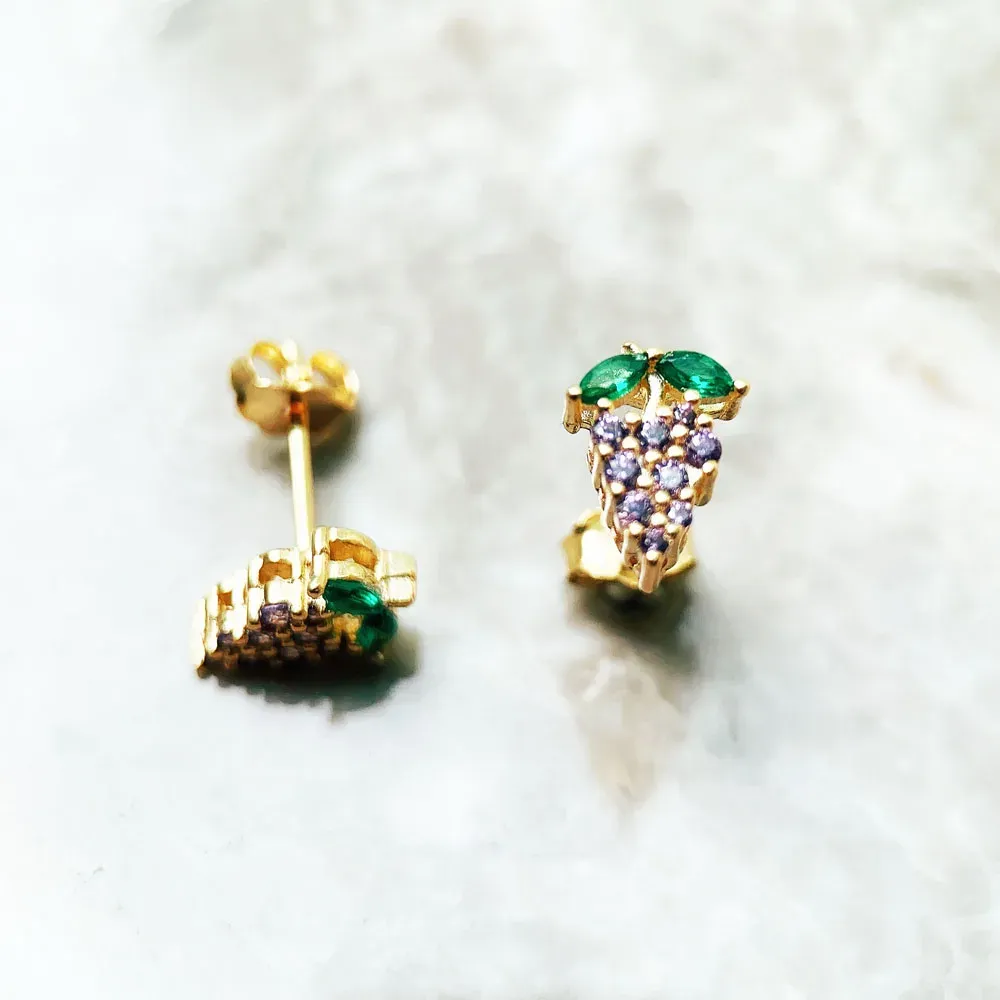 עגילי כסף 925 אשכול ענבים - עיצוב טבעי לאישה