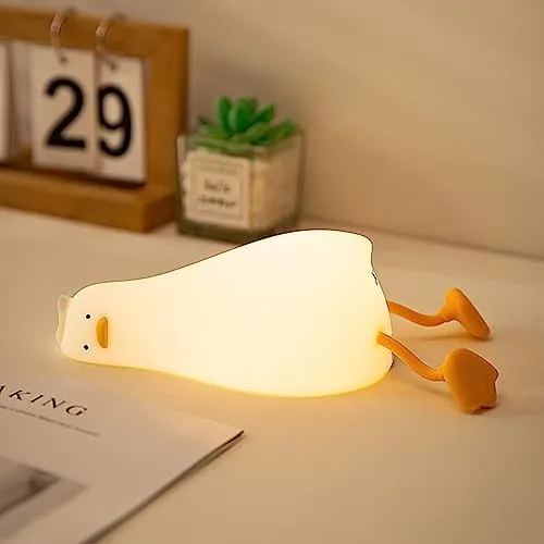 מנורת לילה ברווז רכה נטענת USB עם חיישן מגע לילדים