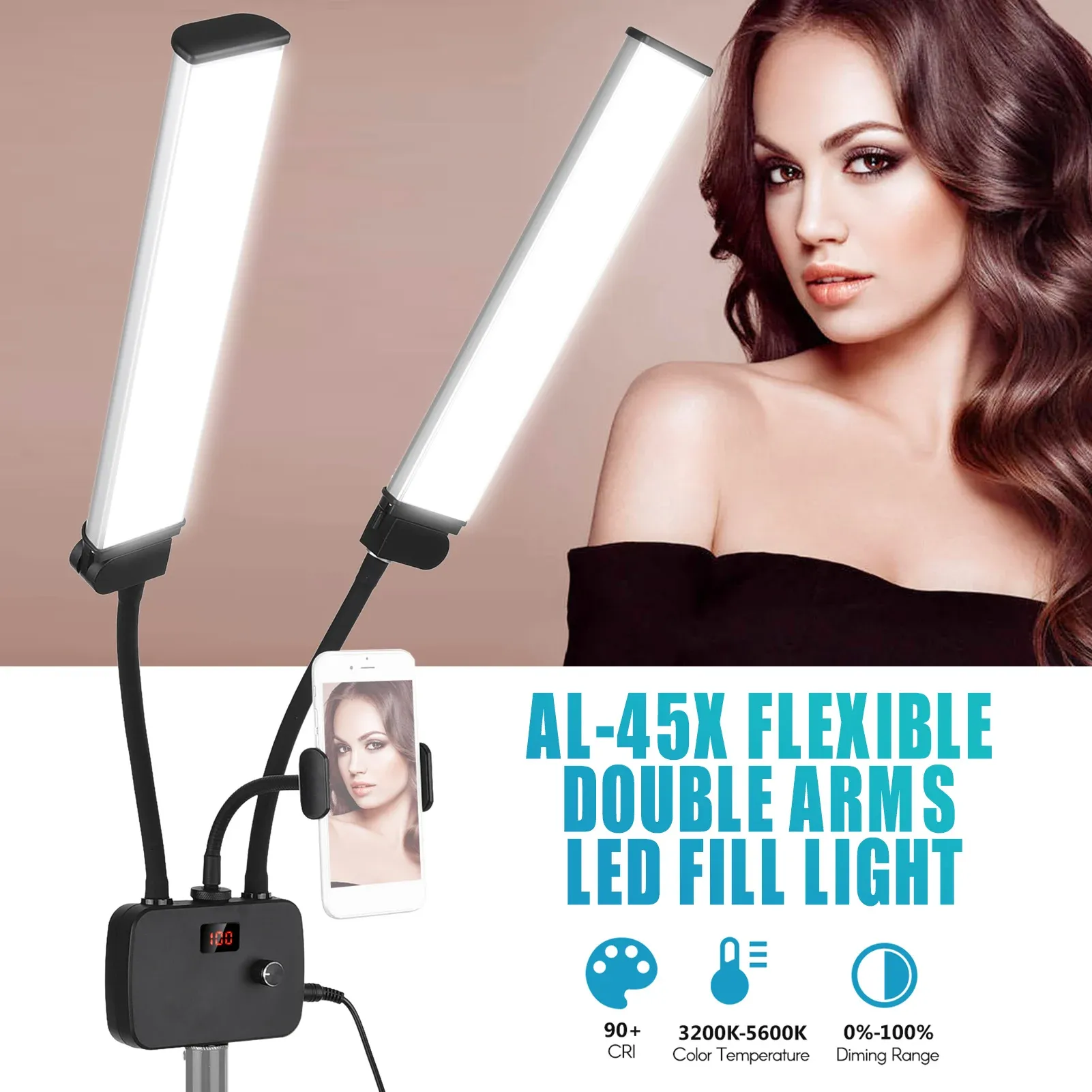 ⁦מחזיק טלפון עם תאורה, 2 זרועות LED ו-3 מצבים⁩ – תמונה ⁦2⁩