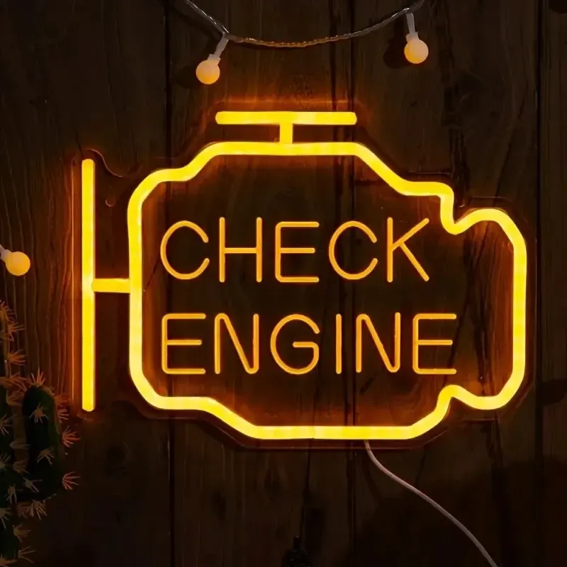 מנורת ניאון לד CHECK ENGINE לתלייה על קיר לעיצוב הבית – תמונה 6