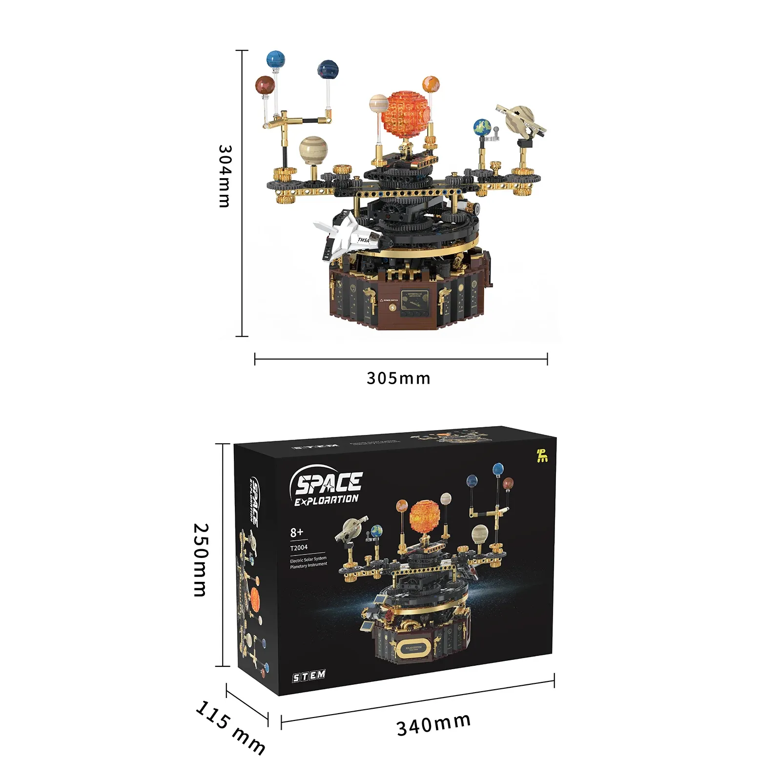⁦ערכת הרכבה מערכת השמש 1098 חלקים עם תאורה וסיבוב מכני⁩ – תמונה ⁦2⁩