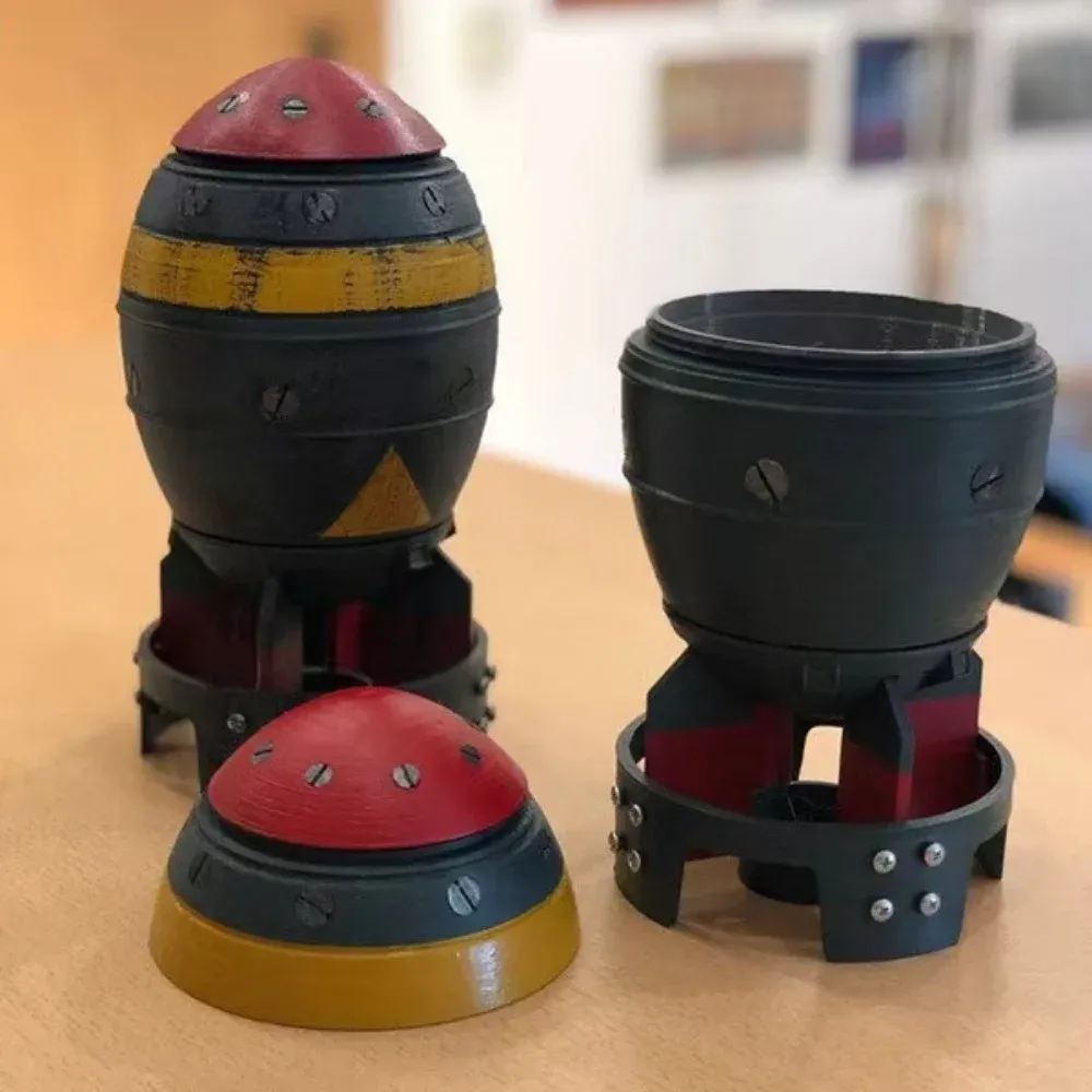 ⁦קופסת אחסון פצצת אטום בעיצוב רטרו תלת־ממדי לשולחן⁩ – תמונה ⁦3⁩