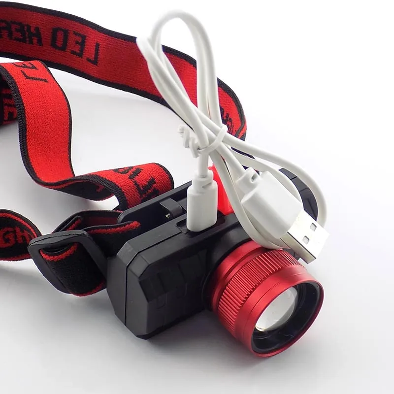 פנס ראש נטען באמצעות USB עם רצועה מתכווננת ועמידות למים – תמונה 3