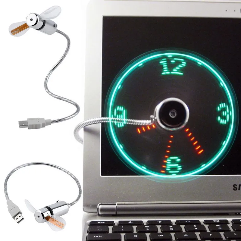 ⁦מאוורר USB עם שעון LED מובנה לנייד, לפטופ וטאבלט⁩ – תמונה ⁦3⁩