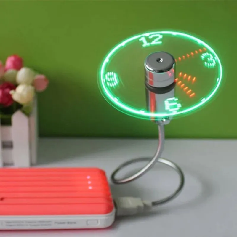⁦מאוורר USB עם שעון LED מובנה לנייד, לפטופ וטאבלט⁩ – תמונה ⁦2⁩