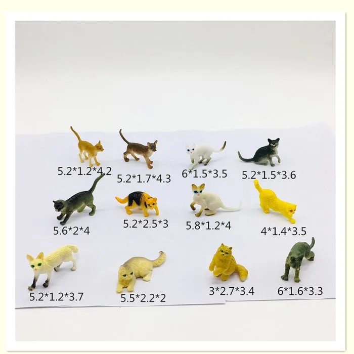 ⁦פסלוני חתול מיניאטוריים - סט 12 יחידות עיצוב לבית⁩ – תמונה ⁦3⁩