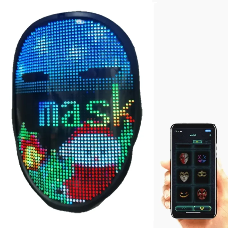 מסכת LED עם אפליקציה – שליטה בבלוטות' למסיבות ואירועים