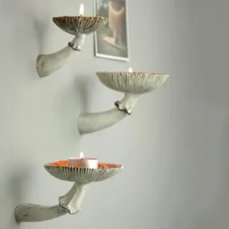 מדפים קטנים לקיר פטריות – סט 3 מדפי עיצוב לבית