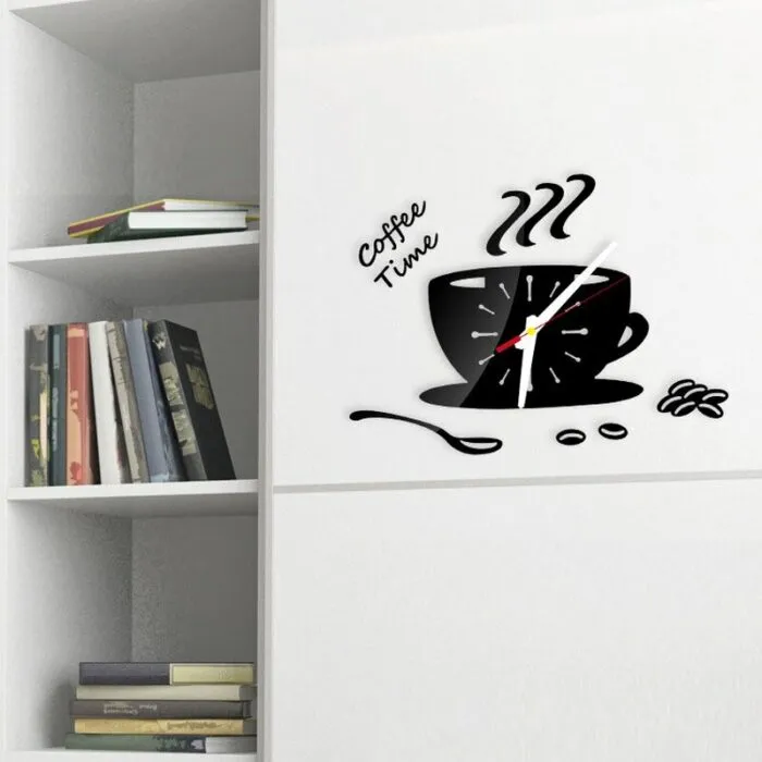 שעון קיר כוס קפה תלת־מימדי לעיצוב הבית ופינת הקפה – תמונה 5