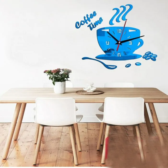 שעון קיר כוס קפה תלת־מימדי לעיצוב הבית ופינת הקפה – תמונה 3