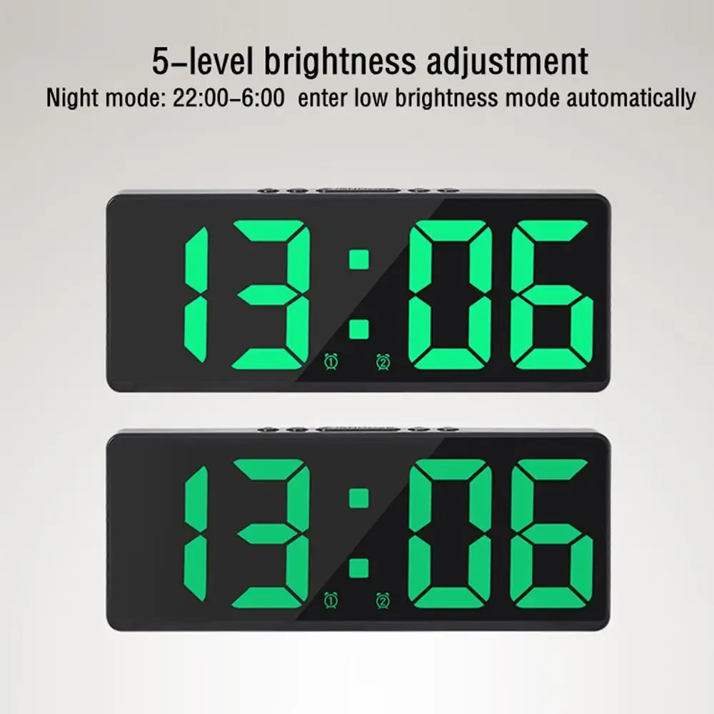 שעון דיגיטלי שולחני LED עם מעורר, תאריכון ומד טמפרטורה – תמונה 4