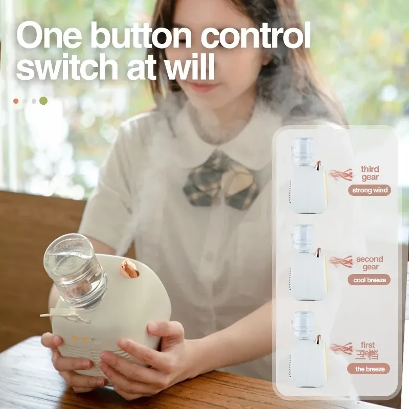 מיני מאוורר נייד נטען עם מיכל מים וריסוס USB – תמונה 5