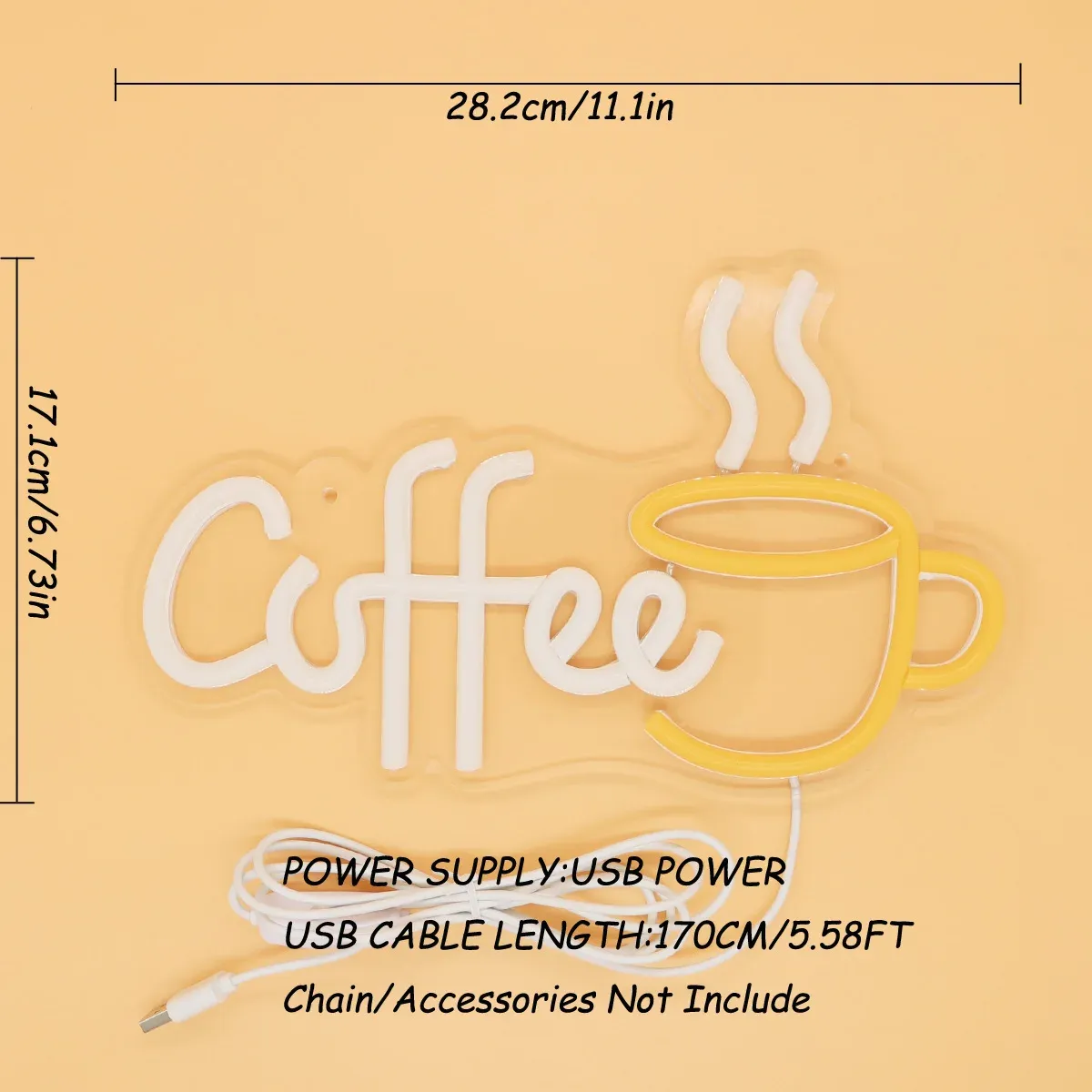 שלט ניאון קפה LED עם כיתוב Coffee לעיצוב הבית והמשרד – תמונה 2