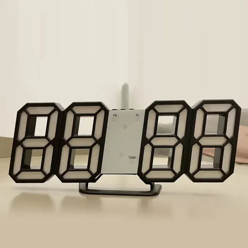 ⁦שעון דיגיטלי לד תלת מימדי עם USB לשולחן ולקיר⁩ – תמונה ⁦4⁩