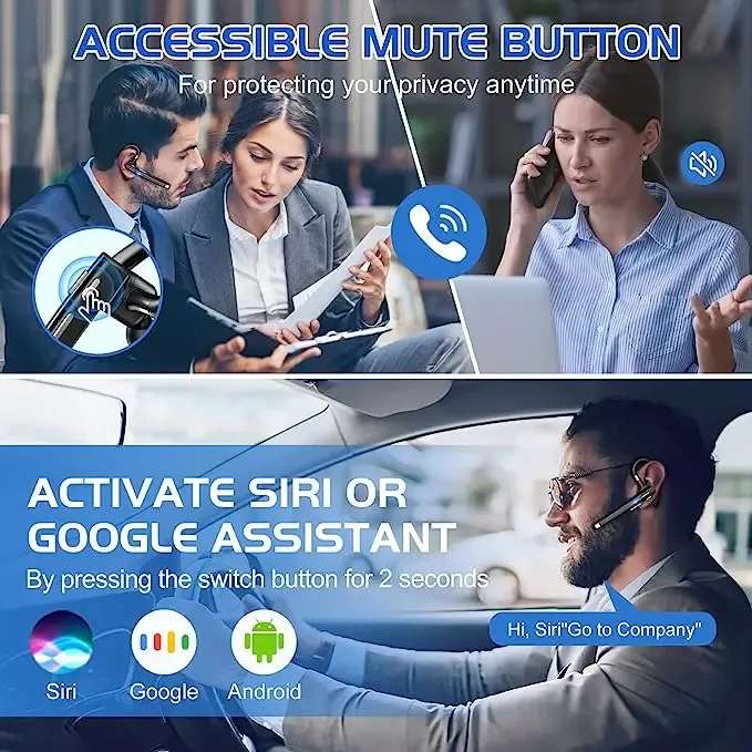⁦אוזניית בלוטות' לתלייה על האוזן עם סינון רעשים וקופסת טעינה⁩ – תמונה ⁦5⁩